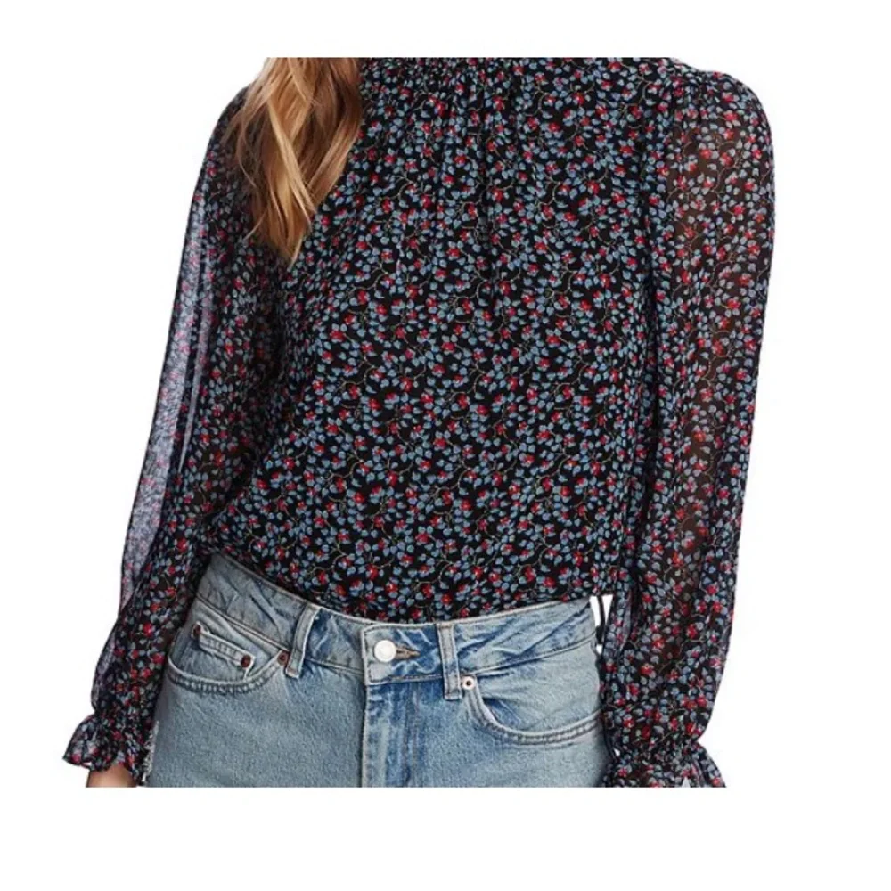 1.State | Floral Smock Mock Neck Blouse - Picture 2 of 4